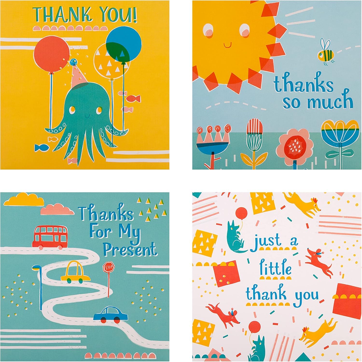 Hallmark Kids' Thank You Cards - Multipack of 20 in 4 Cute Designs