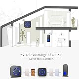 SURFOU Wireless Doorbell 400m Range Waterproof Wall Plug-in 55 Melodies view 3