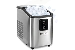Igloo Self-Cleaning Countertop Ice Maker - Compact and Portable - Creates 26 lbs. Per Day, 8 Pieces Ready Every 7-8 Minutes - Includes Ice Scoop and Basket - Stainless Steel