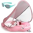 Mambobaby Float with Canopy and Tail New Upgraded Non-Inflatable Baby Pool Float Mambo Float Swim Trainer Solid Infant Swim Float Adjustable Pearl Foam Baby Swim Ring