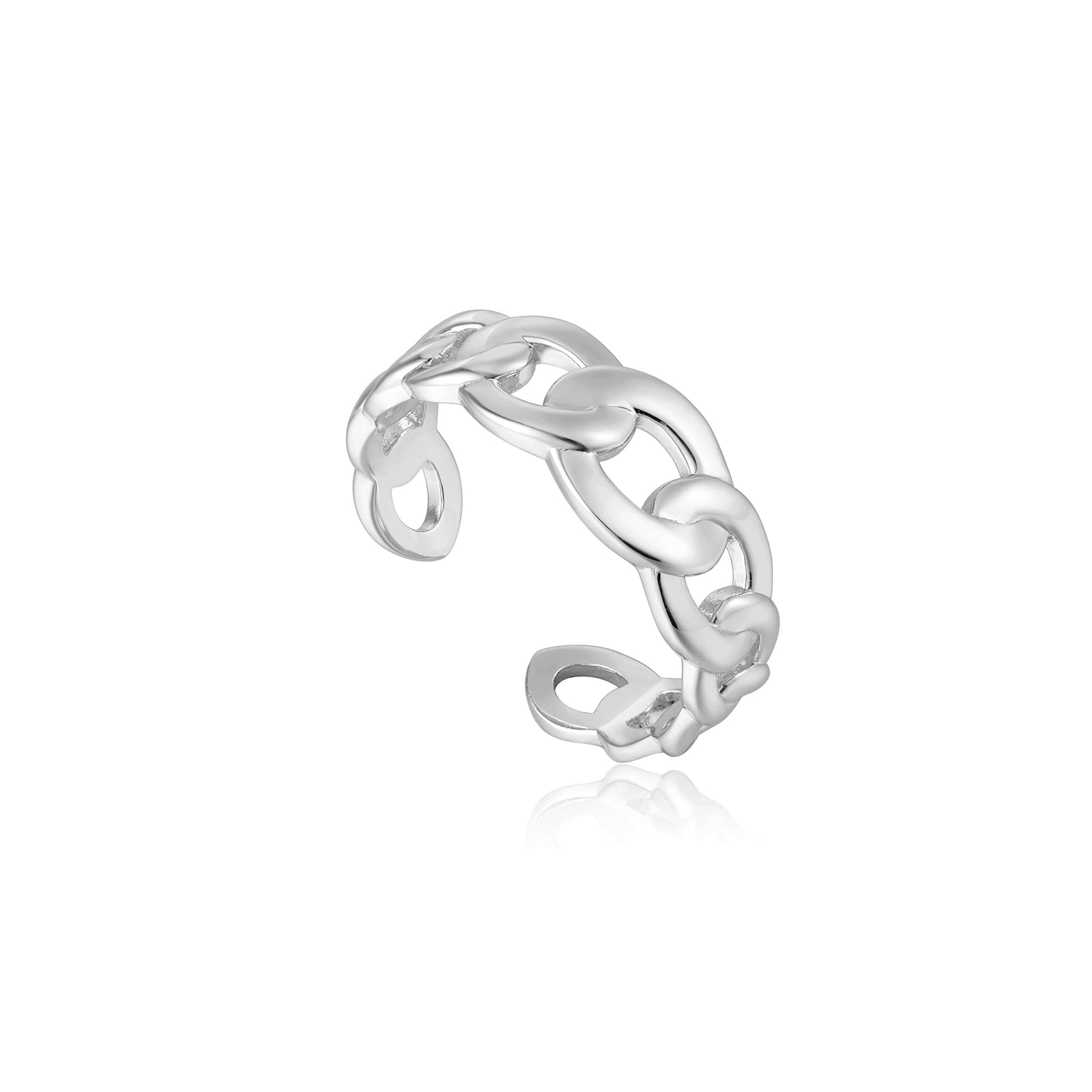 ANIA HAIE 925 Sterling Silver Thin Open Chain Open Adjustable Chain Stacking Ring for Women & Gift, One Size