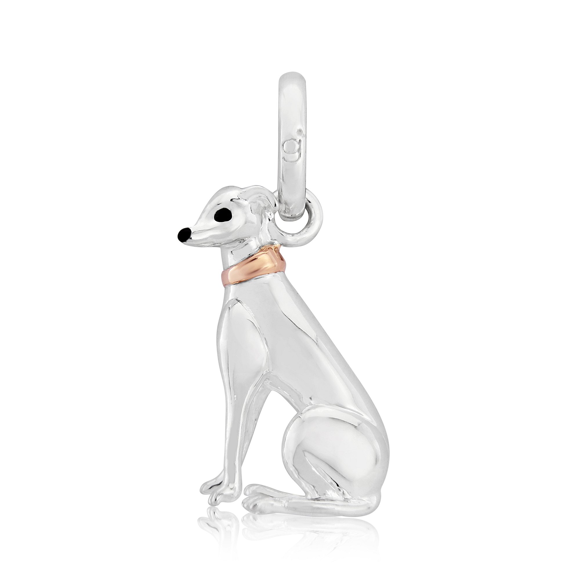Gemma J Sterling silver Greyhound or Whippet Charm, compatible with most popular charm bracelets