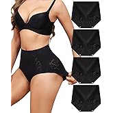 LEVAO Womens High Waisted Seamless Underwear Lace Stretch No Show Tummy Control Panties Full Coverage Briefs S-2XL