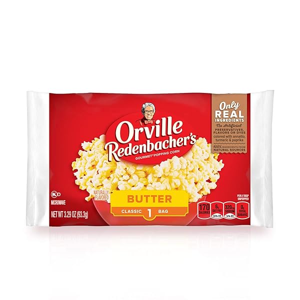 ORVILLE REDENBACHER’S BUTTER POPCORN, 3.29 OUNCE CLASSIC BAG
