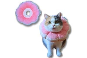 Pawcratean Adjustable Comfy Flower Style Elizabeth Collar for Cats Puppies Soft Recovery Cone Pet Protective Neck Collar (Pink, Medium)