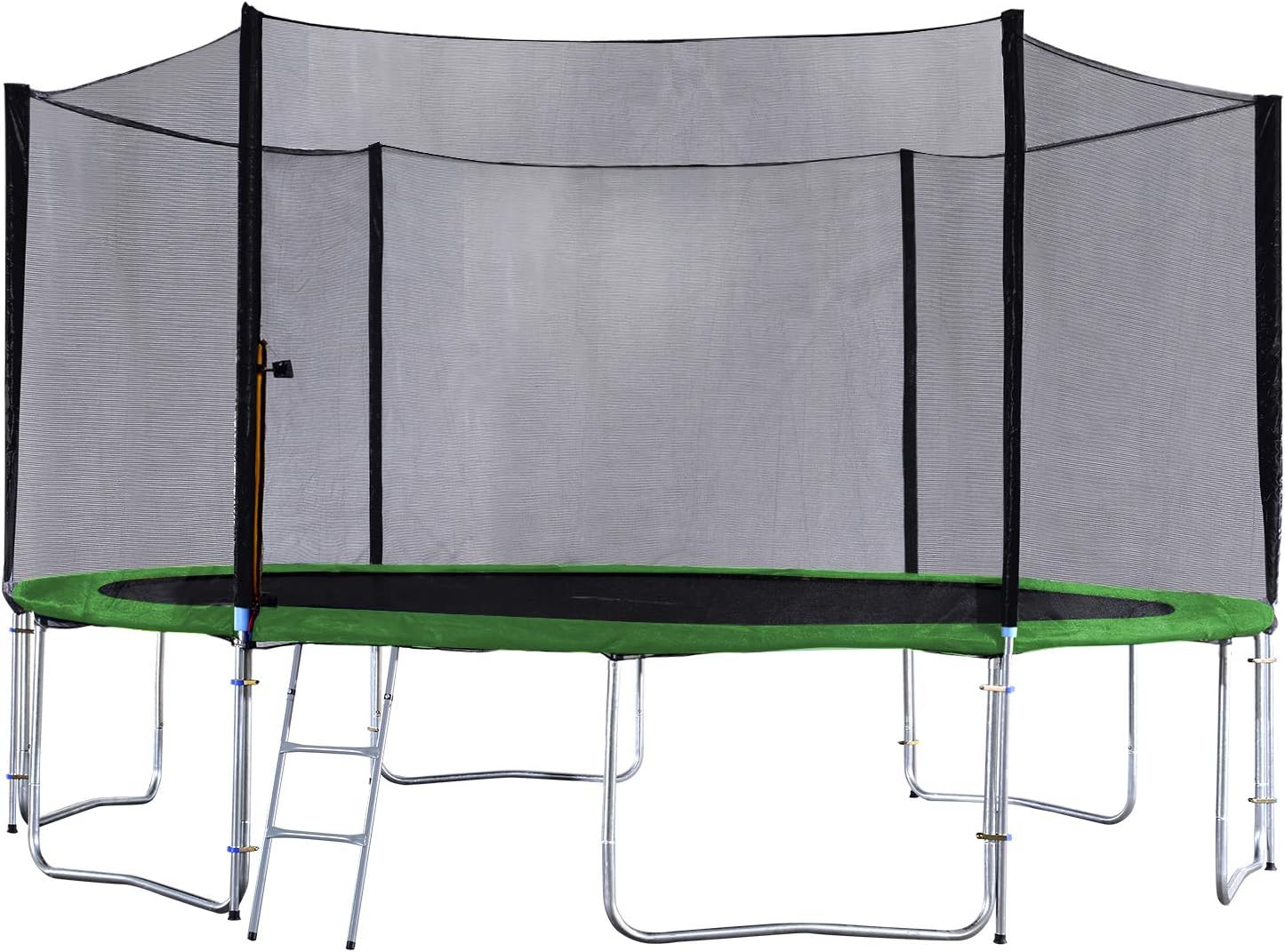 Exacme Round Trampoline 10 12 14 15 16 Feet with Green Safety Pad,Enclosure Net,Ladder