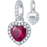 CHAWIN Birthstone Charms, 925 Sterling Silver Heart Dangle Charm, Sparkling CZ Compatible with Pandora Charm Bracelet, Necklace, Birthday Gifts for Women/Wife/Mother