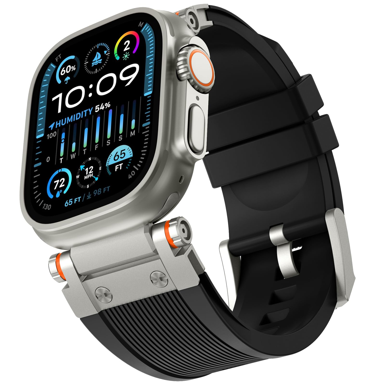 Strap for Apple Watch Ultra 2 49mm, Silicone Band Replacement Wristband Adjustable Bracelet Sport Straps for Apple Watch Ultra 2 iWatch Ultra Series 10 46mm Series 9 8 7 6 5 4 3 2 1 45mm 44mm 42mm