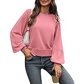 AMZANGEL Women's Cropped Sweatshirt Oversized Lace Lantern Long Sleeve Crewneck Cotton 2025 Loose Fit Pullover