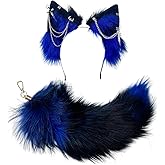 Cat Fox Wolf Ears and Tail Set - Cosplay Clips Headband and Tail for Halloween, Costume Accessories,Animal Party