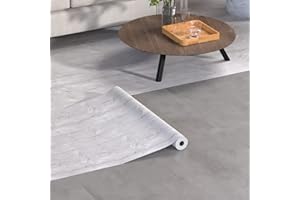 Oxdigi Peel and Stick Vinyl Flooring Roll 24"x 393"/ 64 Sq.Ft, Self Adhesive Vinyl Floor Tiles Wood Flooring, Temporary Floor Stickers Waterproof for Living Room Bedroom Kitchen RV, White Wood Planks