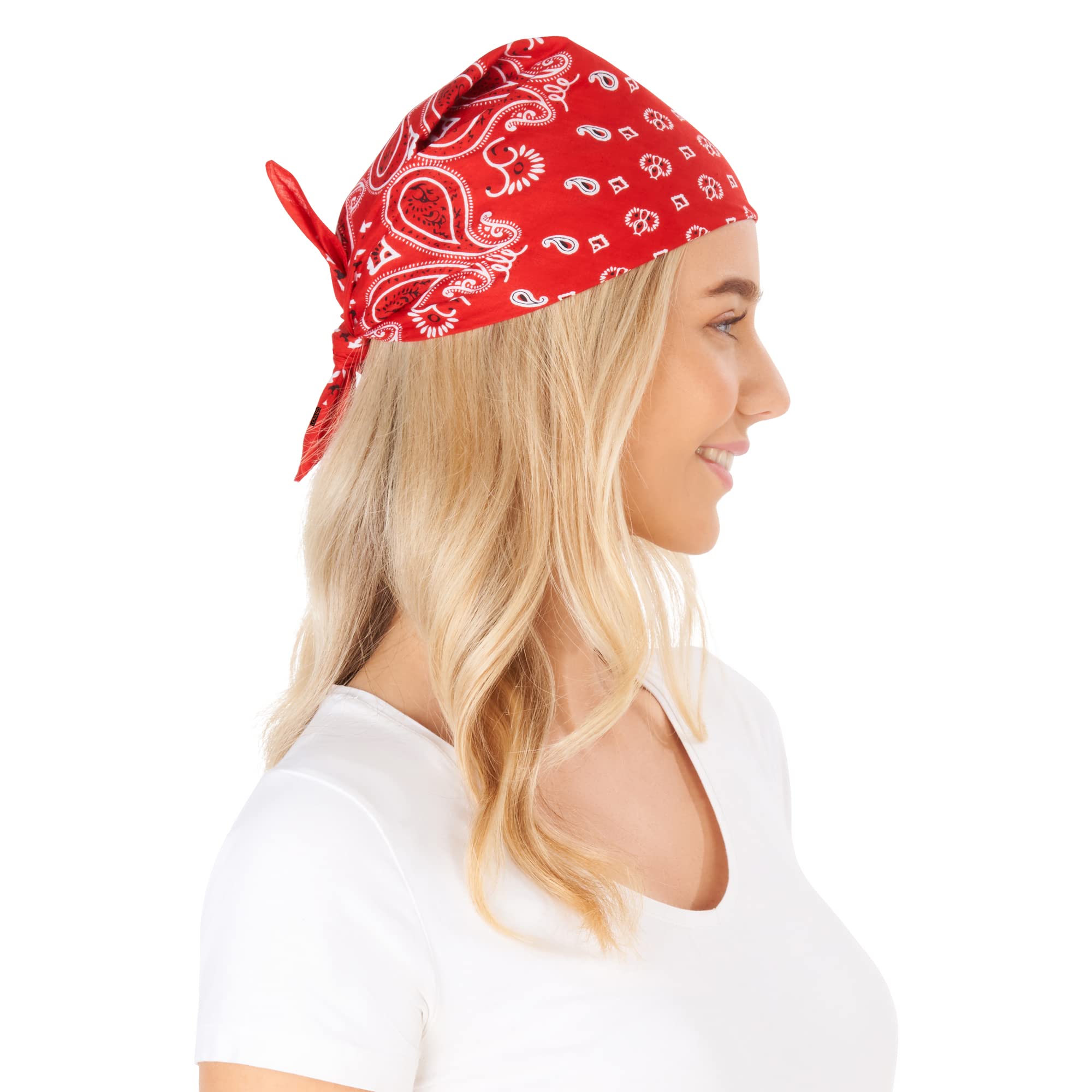 Bandana Rot für Damen & Herren - Baumwolle Kopftücher - Sommer & Winter 7