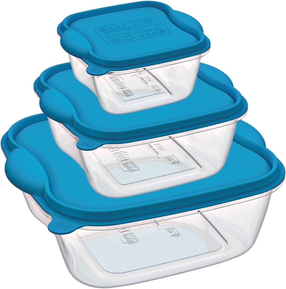 Mongarid Tris-Squared Food Containers Set, Transparent/Green, 30 x 30 x 30 cm