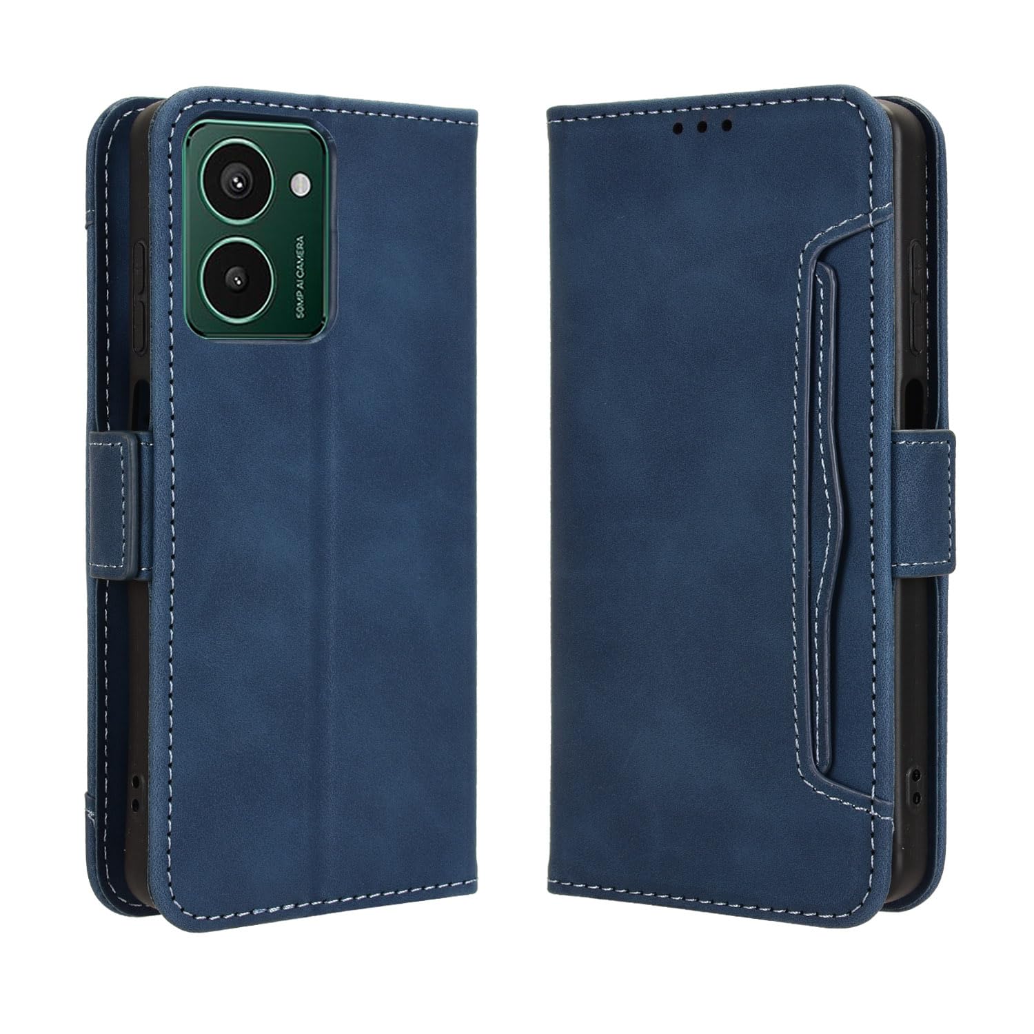 Sawiqpd for Nokia HMD Pulse/HMD Pulse Pro/HMD Pulse+ Plus Phone Case, Premium Leather Folio Flip Wallet Cover with Credit Card Pocket ID Slots Magnetic Stand Shockproof Protective Cover, Blue