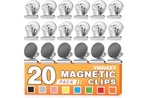 VNDUEEY 20 Pack Silver Magnetic Clips for Refrigerator, Strong Fridge Magnets Heavy Duty Magnet Clips Whiteboard Magnets, Magnetic Clips for Home School Office