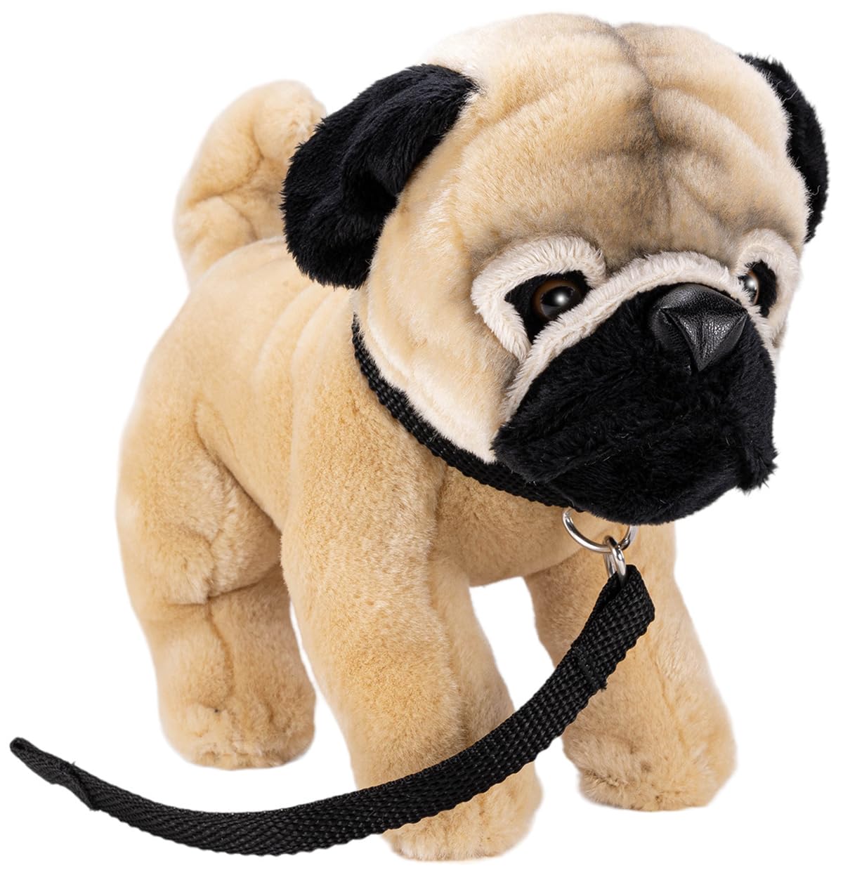 Carl Dick Pug with Lead 9 inches, 23cm, Plush Toy, Soft Toy 3503