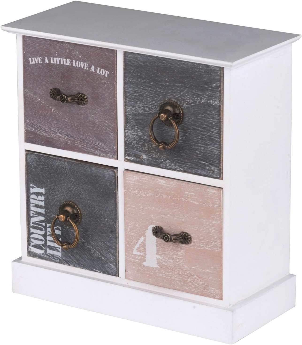 Country Life Wooden Table Top 4 Drawer Storage Unit Chest Cabinet Amazon Co Uk Kitchen Home