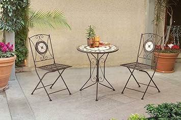 Sunjoy S Bs407sst Large Slate Top Patio Furniture Bistro Set With