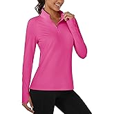 MAGCOMSEN Quarter Zip Pullover Women Fleece Shirt Thermal Long Sleeve Athletic Running Tops Thumb Hole