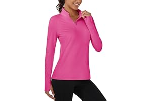 MAGCOMSEN Quarter Zip Pullover Women Fleece Shirt Thermal Long Sleeve Athletic Running Tops Thumb Hole