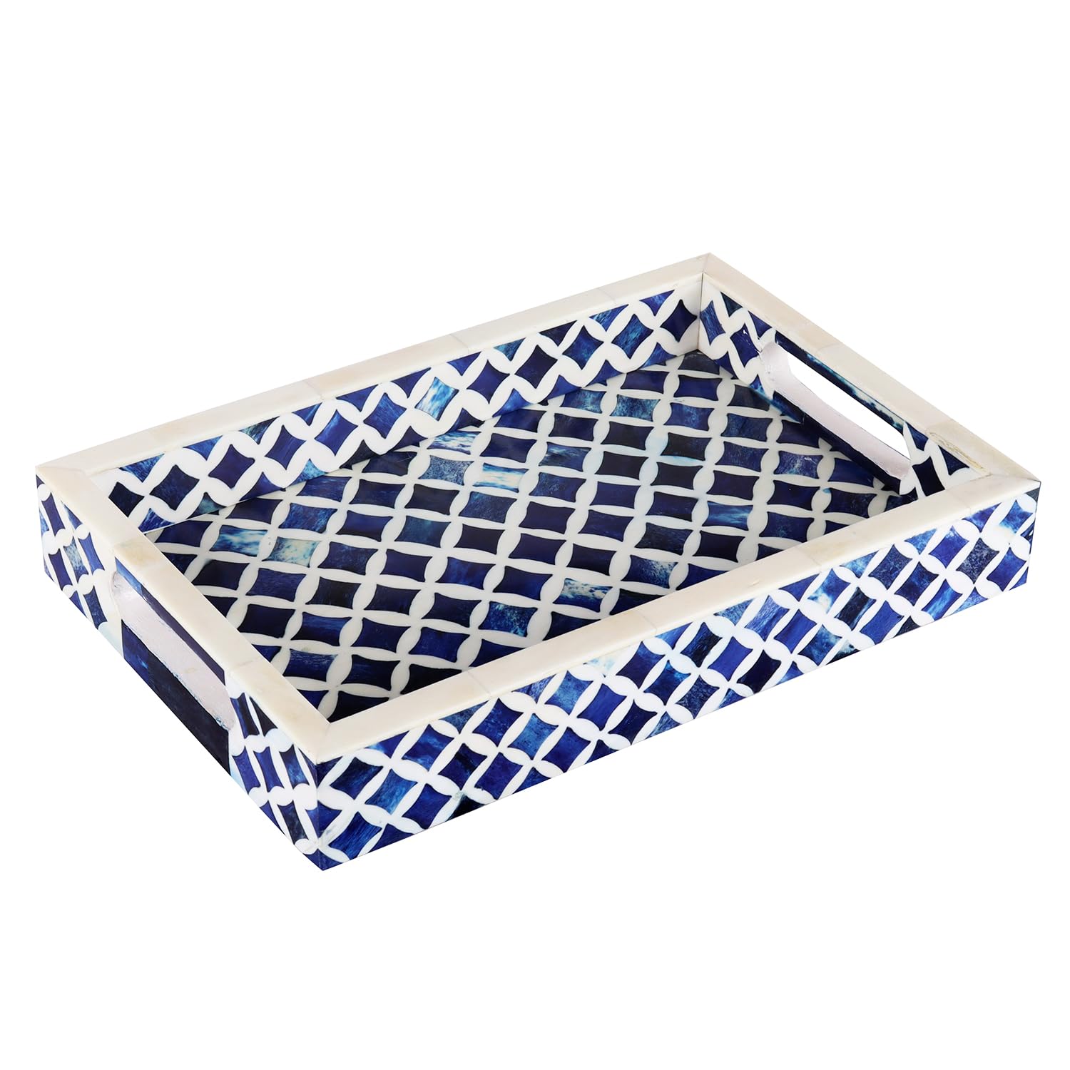Handicrafts Home 12" x 8" Blue Decorative Tray Breakfast Coffee Table Top Vintage Handmade Serving Tray