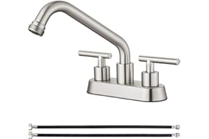 Aolemi Utility Sink Faucet 4 Inch Centerset, Laundry Sink Faucets with Swivel Spout and 3/4" NPT Threaded End, Dual Handle Faucet for Laundry or Utility Room, Brushed Nickel