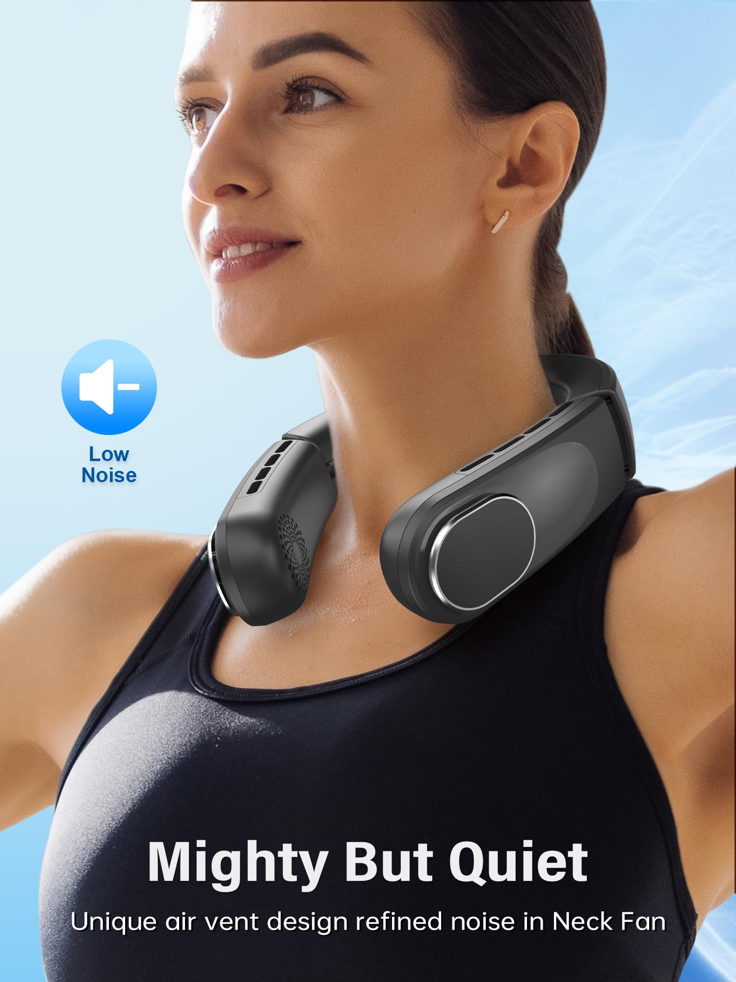 ChillGo Portable Neck Fan - 8400 RPM Enlarged Turbo Airflow - 5200mAh Personal Rechargeable Cooling Wearable Fan - Max 16H, 4 Speeds, Foldable, LED Display - Great Gifts for Men Women - 2nd Gen Black