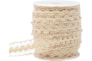 JESEP YONG 25 Yards Khaki Elastic Ruffle Ribbon for Sewing 3/4 inch 20mm Stretch Organza Lace Trim Crochet Elastic Band Clothing and Garment for DIY Headband-Clothes-Embellishment-Hat
