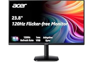 acer KB242Y G0bi 23.8 IPS Full HD (1920 x 1080) Zero-Frame Gaming Office Monitor | Adaptive-Sync Support (FreeSync Compatible) | Up to 120Hz Refresh | 1ms (VRB) | sRGB 99% | Tilt | HDMI & VGA Ports
