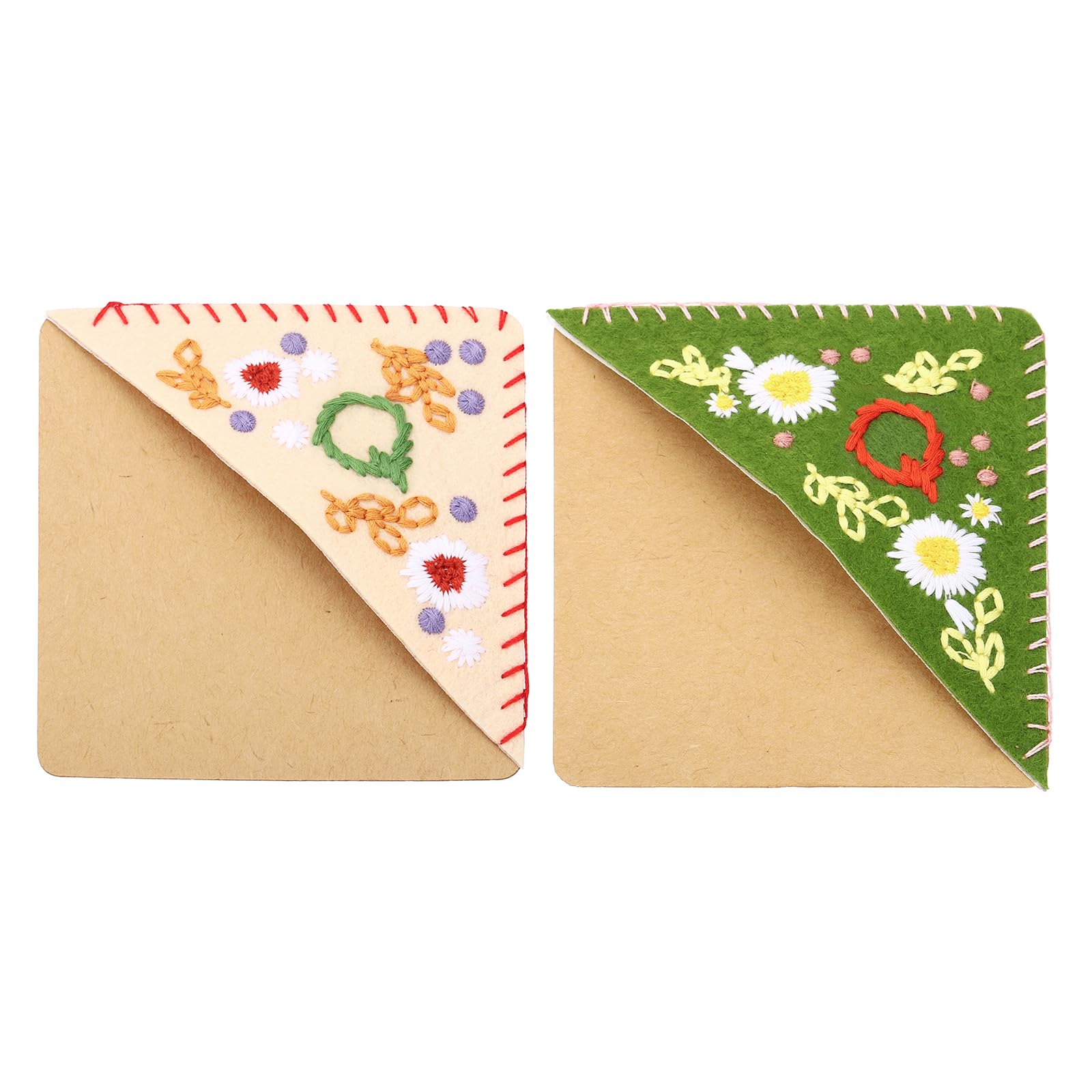 PATIKIL 2pcs Corner Bookmark, Letter Book Mark Personalized Embroidered Bookmark Cute Letter Book Mark Flower Felt Triangle for Reading Women Men Book Lovers Gift Teacher, Letter Q