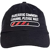 Ann Arbor T-shirt Co. Sarcastic Comment Loading Please Wait Funny Sarcasm Humor for Men Women Baseball Cap Dad Hat Black