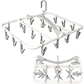 Foshine Clothes Drying Racks Foldable Clip Hangers Drip Hanger Plastic with 20 Drying Clips (Light Grey-Rectangle)