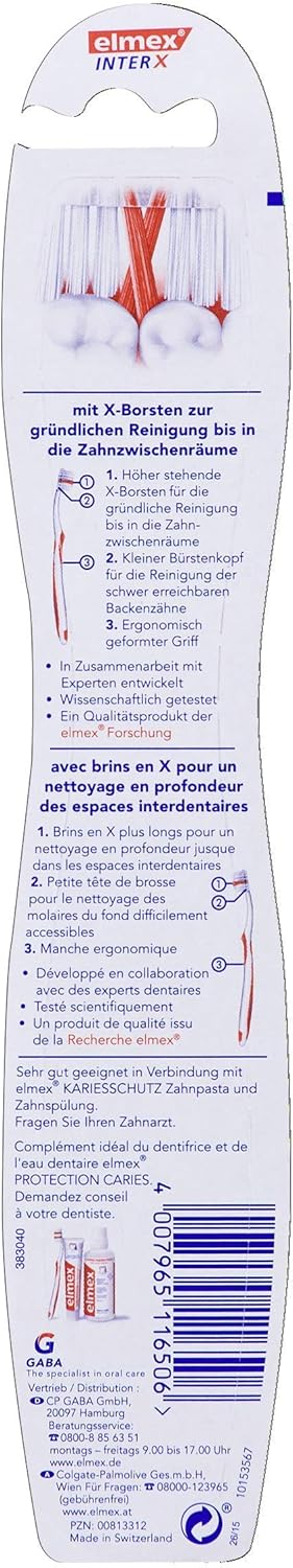 Elmex Cavity Protection Toothbrush, Short Head, Medium, Red,white - Image 3