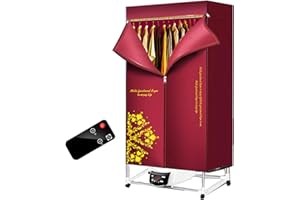 KOFOHON Electric Clothes Dryer Foldable Drying Rack 1500w-1.5 meters 2-Tier Remote Control Heater Large Capacity Low Noise for Home,Laundry,Apartment 110V(Red)