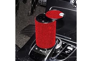 POMELO LITCHI PITAYA Car Cigarette Ashtray Auto Mini Car Ashtray Portable with lid smell proof Crystal Diamond Car Ashtray for Women Mini Car Trash Can Ideal for Car——size:10cm*6cm(Red)