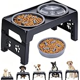 LALOBLUE Collapsible Dog Bowls Raised Elevated Adjust Stand | Elevated Dog Bowls, Dog Bowls Raised, Dog Bowls Elevated,5 Heights Adjustable Elevated Raised Dog Bowls Stand