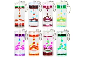 OCTTN Dynamic Liquid Timers Key Chain Set, Colorful Motion Bubbler Timekeeper Key Chain, Liquid Hourglass Keychains
