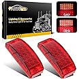 Partsam 2Pcs Red 6" LED Rectangle Side Marker and Clearance Trailer Lights 21 Diodes with Reflectors Waterproof 12V Sealed 6x2 Rectangular Led Stop Turn Tail Brake Lights Dual Mode Surface Mount