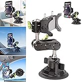 GOFEVDRT Universal Ball Head Arm Car Phone Mount, 360 Rotating Ball Joint for Adjustable Viewing Angles, Compatible with Most Smartphones and Case Models
