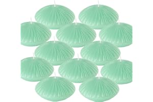 LPUSA 10 Hour Green Floating Candles Large 3"，Unscented Romantic Tealight Ribbed Candles for Cylinder Vases，Centerpieces at Wedding, Party, Pool, Holidays, Set of 12