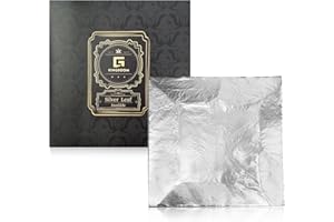 KINGBOOM G KINGBOOM 200 Sheets Imitation Silver Leaf, Inedible for Art, Gilding, Crafting, and Decoration - Silver Foil Sheets, Silver Flakes Painting - Each Sheet Size 5.5" x 5.5" (200 Pieces in Silver)
