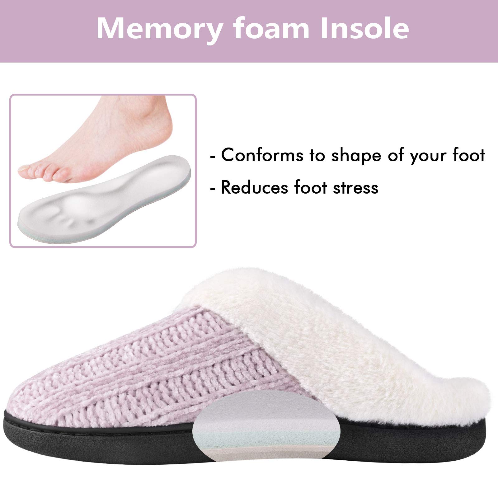 Homitem Women’s Cozy Memory Foam Chenille Slippers with Memory Foam