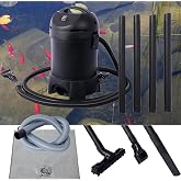 KEIKI Pond Vacuum Cleaner Outdoor, Garden Ponds Cleansweep Kit Quickly Removes Sludge &amp; Debris, Include Intake Suction Hose, Extension Tubes, Vacuum Nozzles, Output Hose &amp; Debris Collection Bag, Black