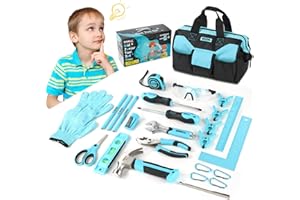 SHALL 26-Piece Kids Size Tool Set, Real Tools Kit for Kids with 12" Tool Bag, Safety Certified Children Learning Tool Set wit