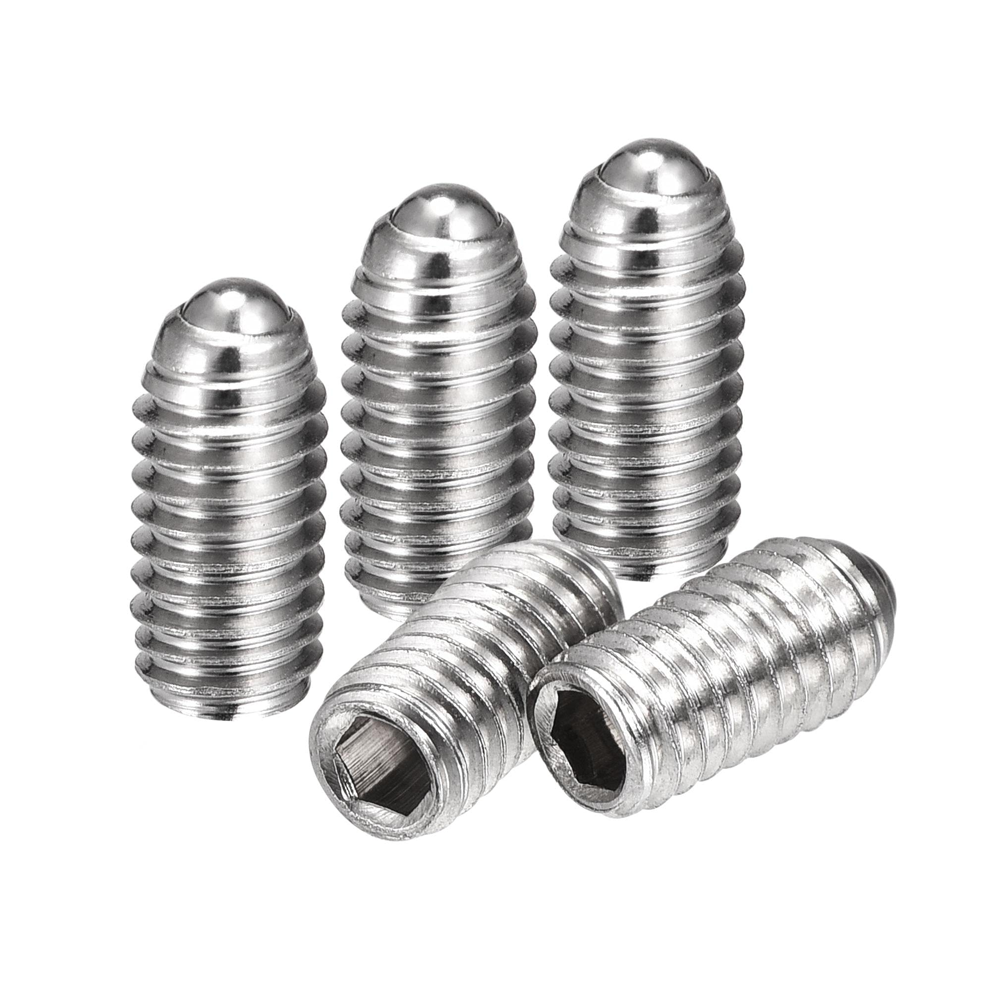 sourcing map Ball Point Set Screws, M4 x 8mm 304 Stainless Steel Metric Spring Hex Socket Screw 20pcs