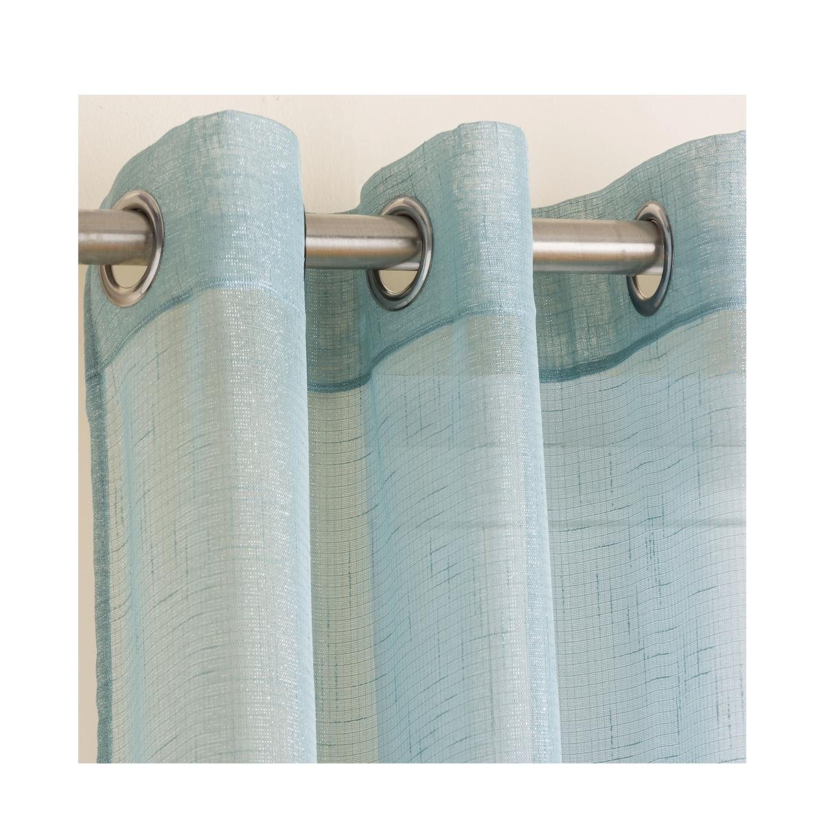 Duck Egg Blue Green Sparkle Voile Curtain Panel Eyelet Heading 54