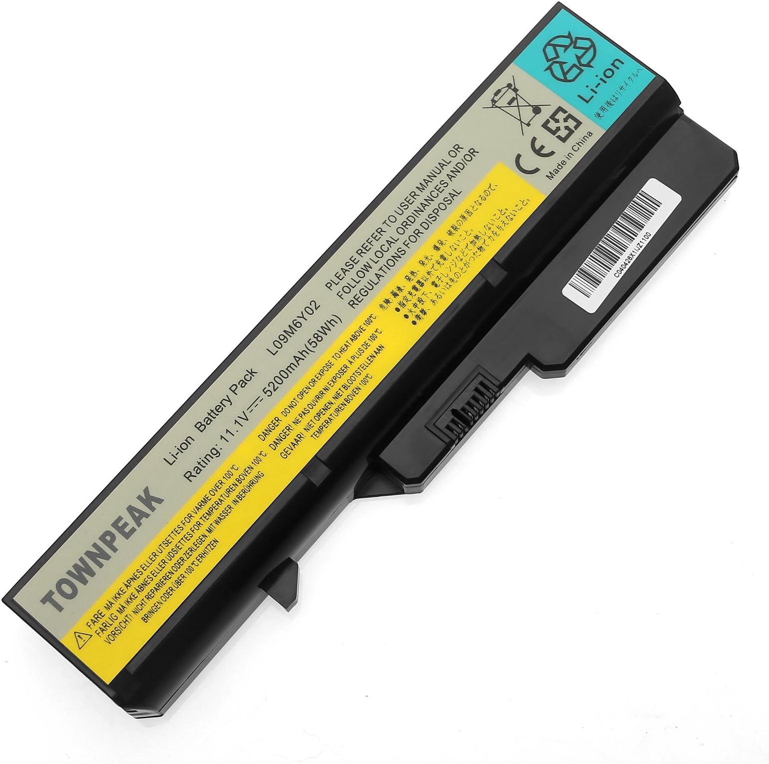 Townpeak Laptop Battery For Lenovo IdeaPad G460 G465 G470 G475 G560 G565 G570 L09M6Y02[Li-ion 6-cell 11.1V 5200mAh/58WH]12 Months Warranty