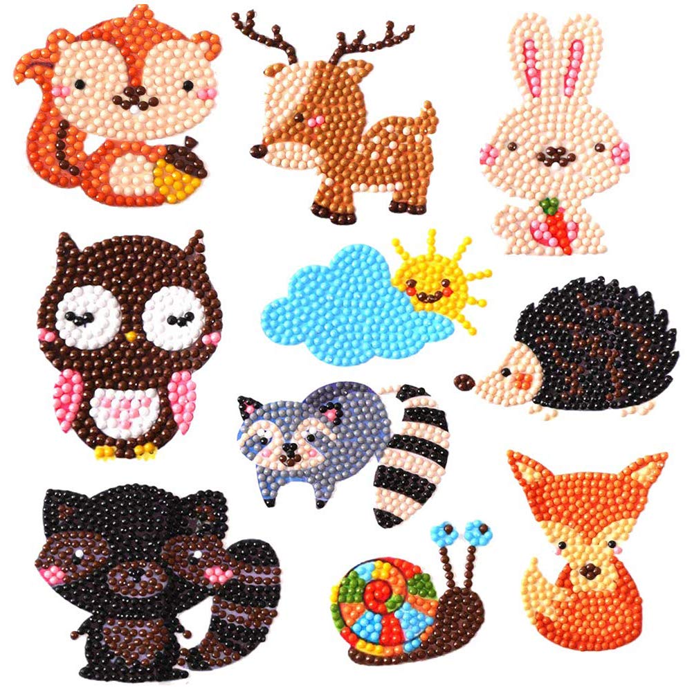 Amacoam Diamond Painting Kits for Kids Adults 5D Diamond Stickers DIY Animal Diamond Stickers Handmade Mosaic Phone Sticker Arts and Crafts for Kids and Adult Beginners Crafts Making 10 Pieces