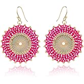 Colorful Bead Earrings For Women Summer Beach Handmade Bead Earrings Bohemia Hoop Dangle Earring For women