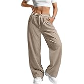 Oakgarden Corduroy Pants for Women Casual Drawstring Elastic Waist Baggy Wide Leg Barrel Loose Comfy Trousers with Pockets